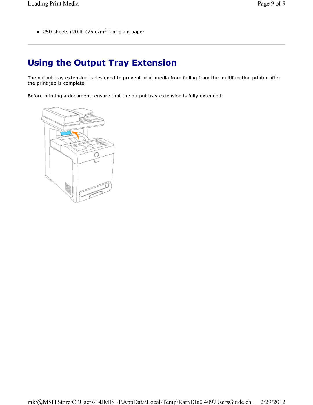 Dell 3115CN manual Using the Output Tray Extension 