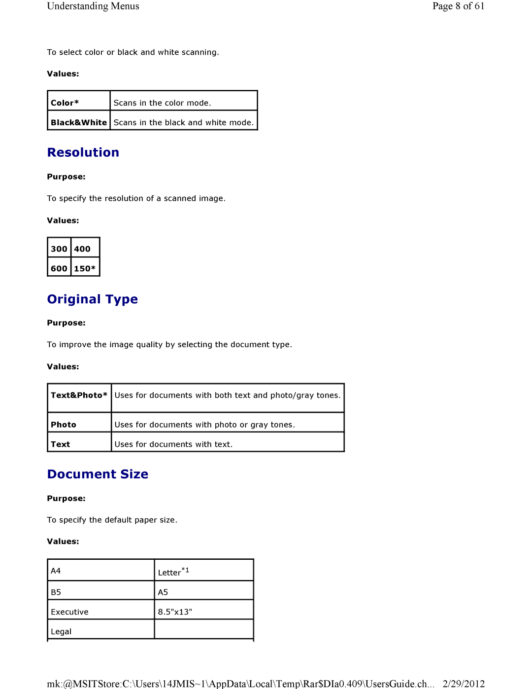 Dell 3115CN manual Resolution, Original Type, Document Size 