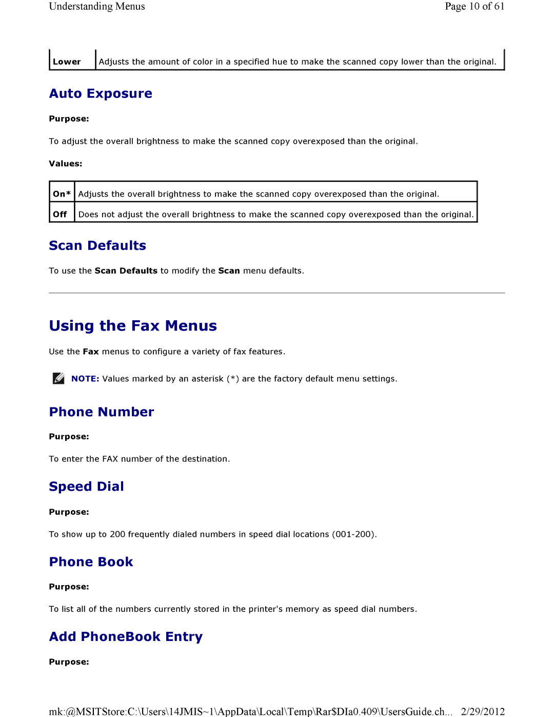 Dell 3115CN manual Using the Fax Menus 