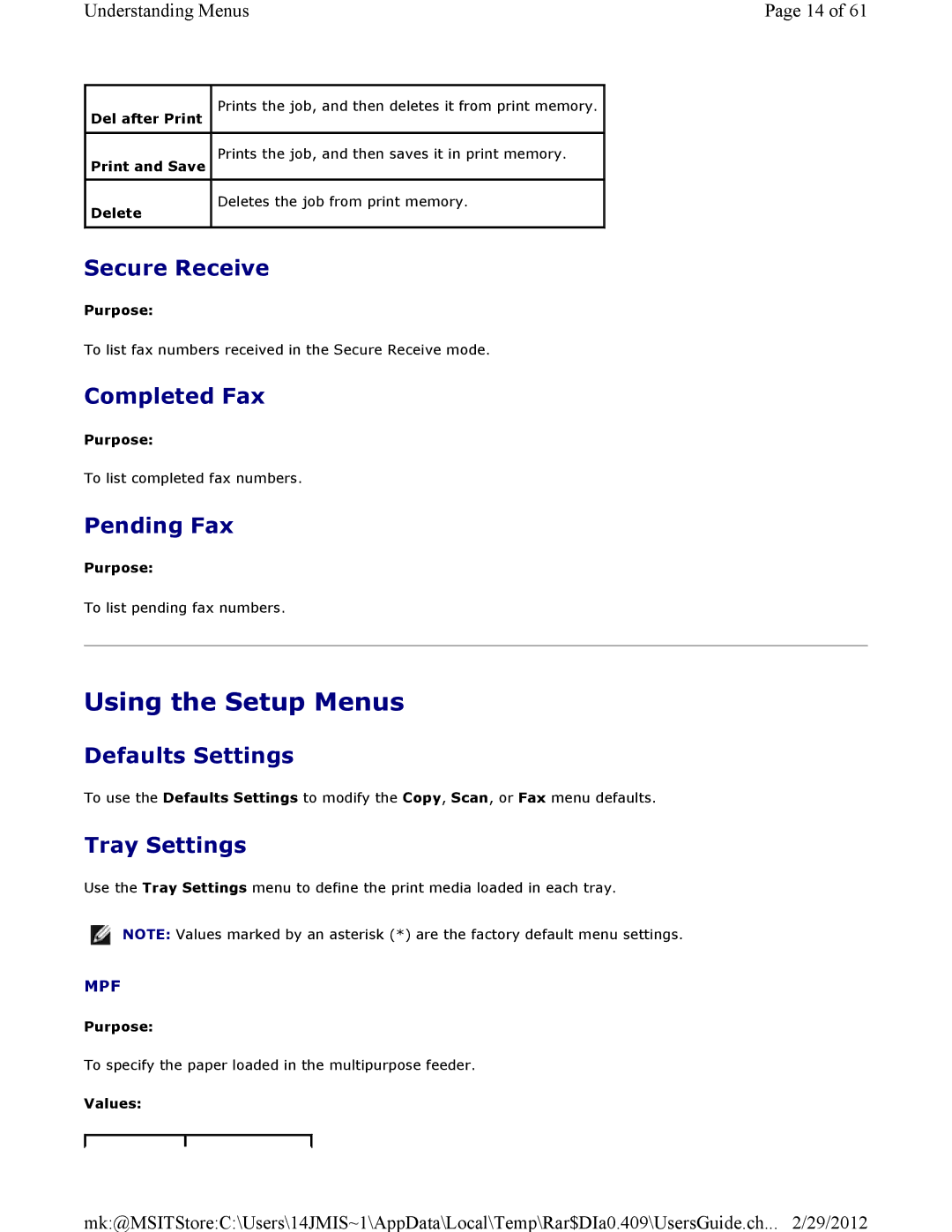 Dell 3115CN manual Using the Setup Menus 