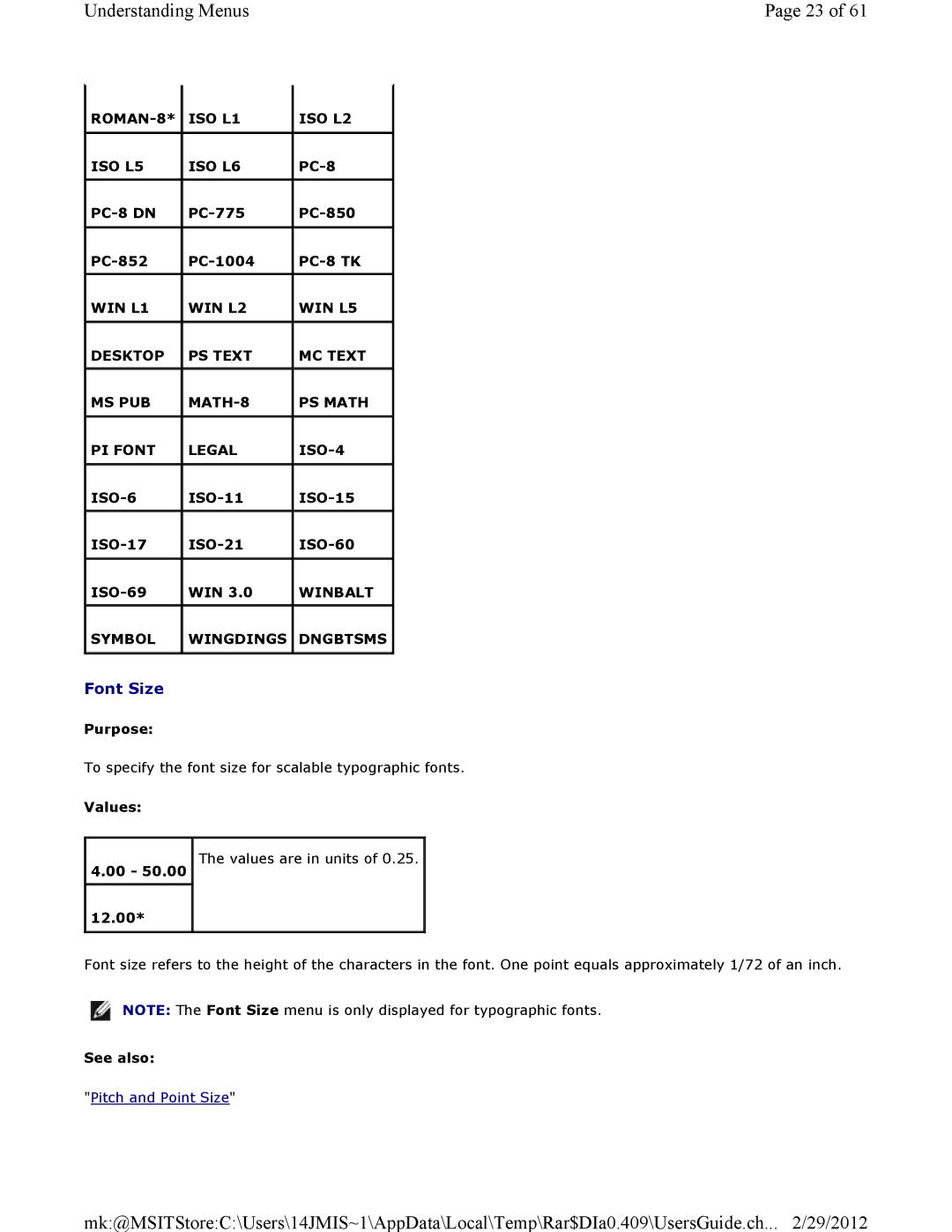 Dell 3115CN manual Font Size 