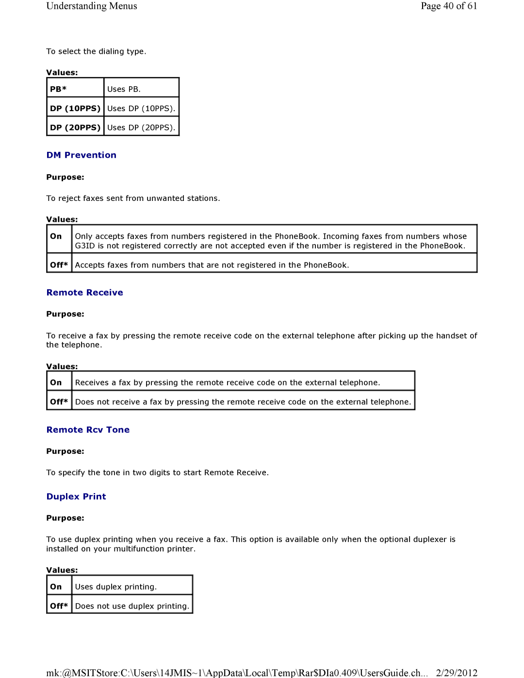 Dell 3115CN manual DM Prevention, Remote Receive, Remote Rcv Tone, Duplex Print 