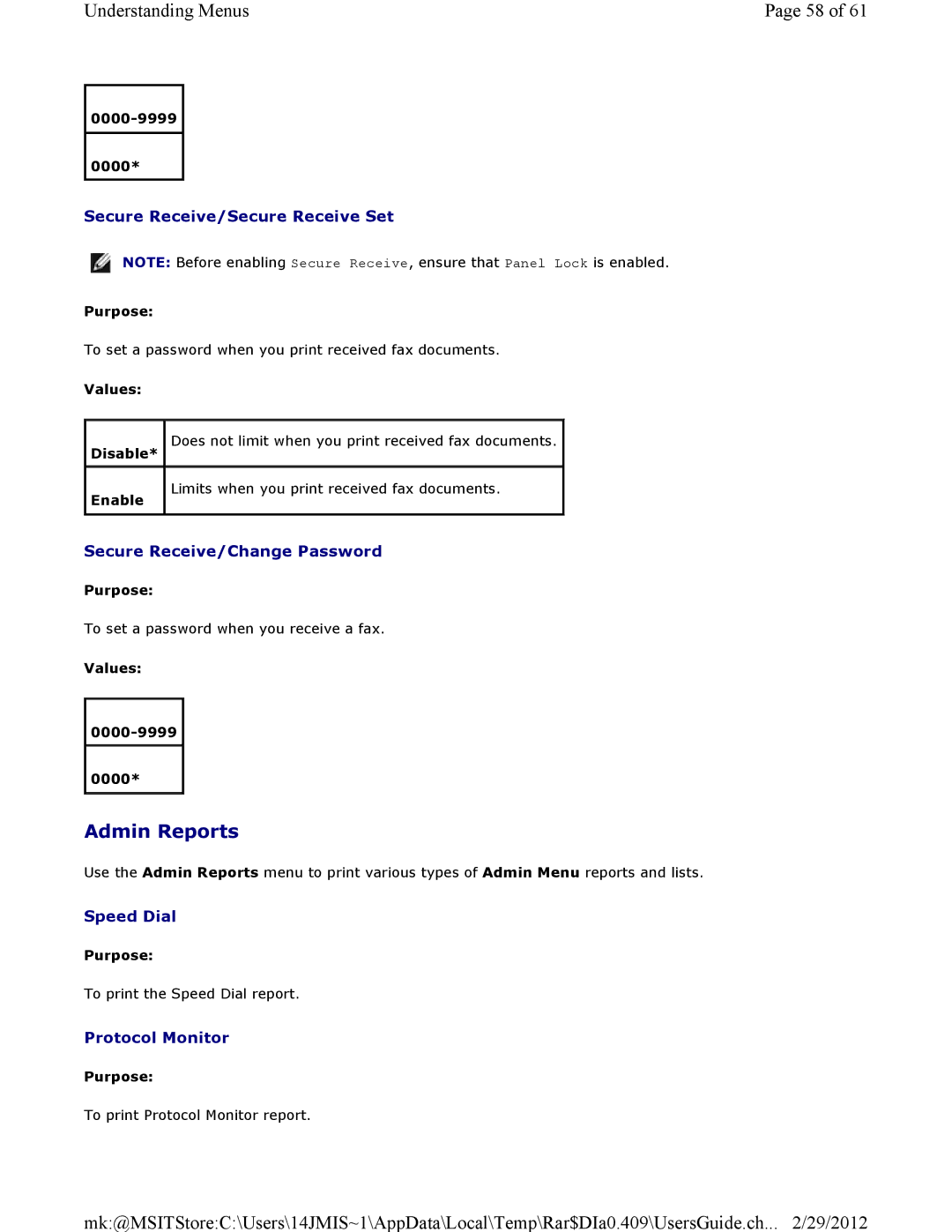 Dell 3115CN manual Secure Receive/Secure Receive Set, Secure Receive/Change Password, Speed Dial 