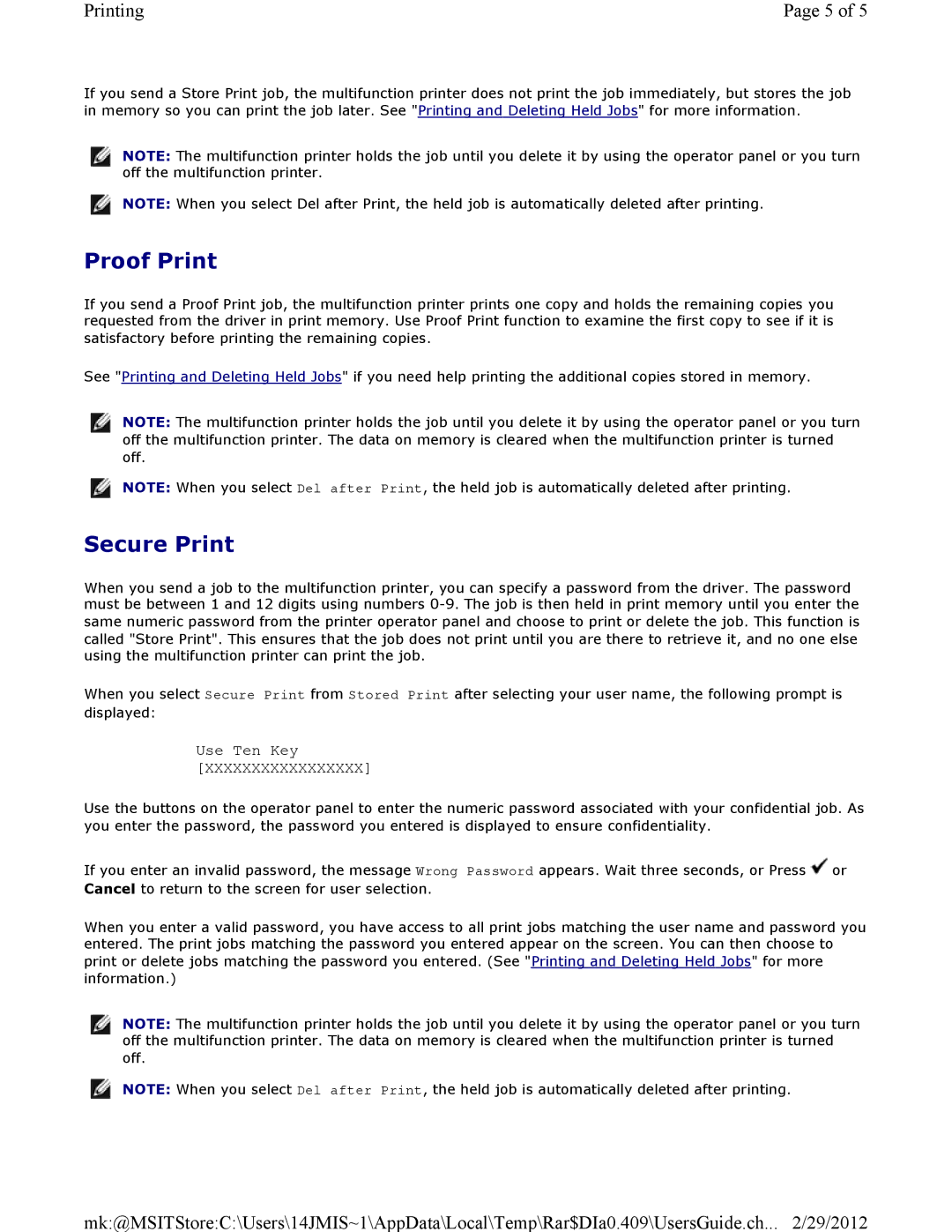 Dell 3115CN manual Proof Print, Secure Print 