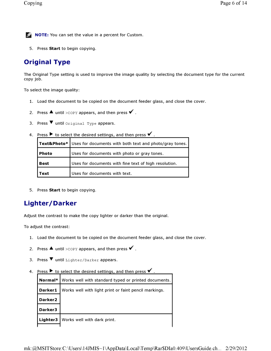 Dell 3115CN manual Original Type 