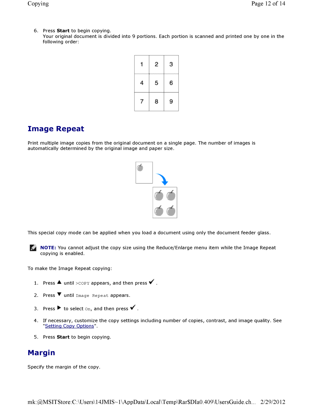 Dell 3115CN manual Image Repeat, Margin 