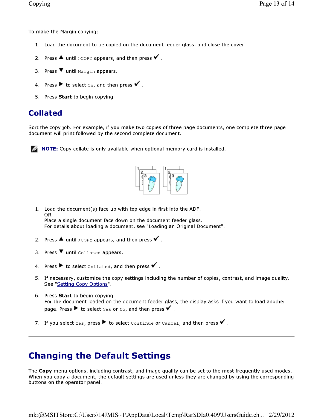 Dell 3115CN manual Changing the Default Settings, Collated 