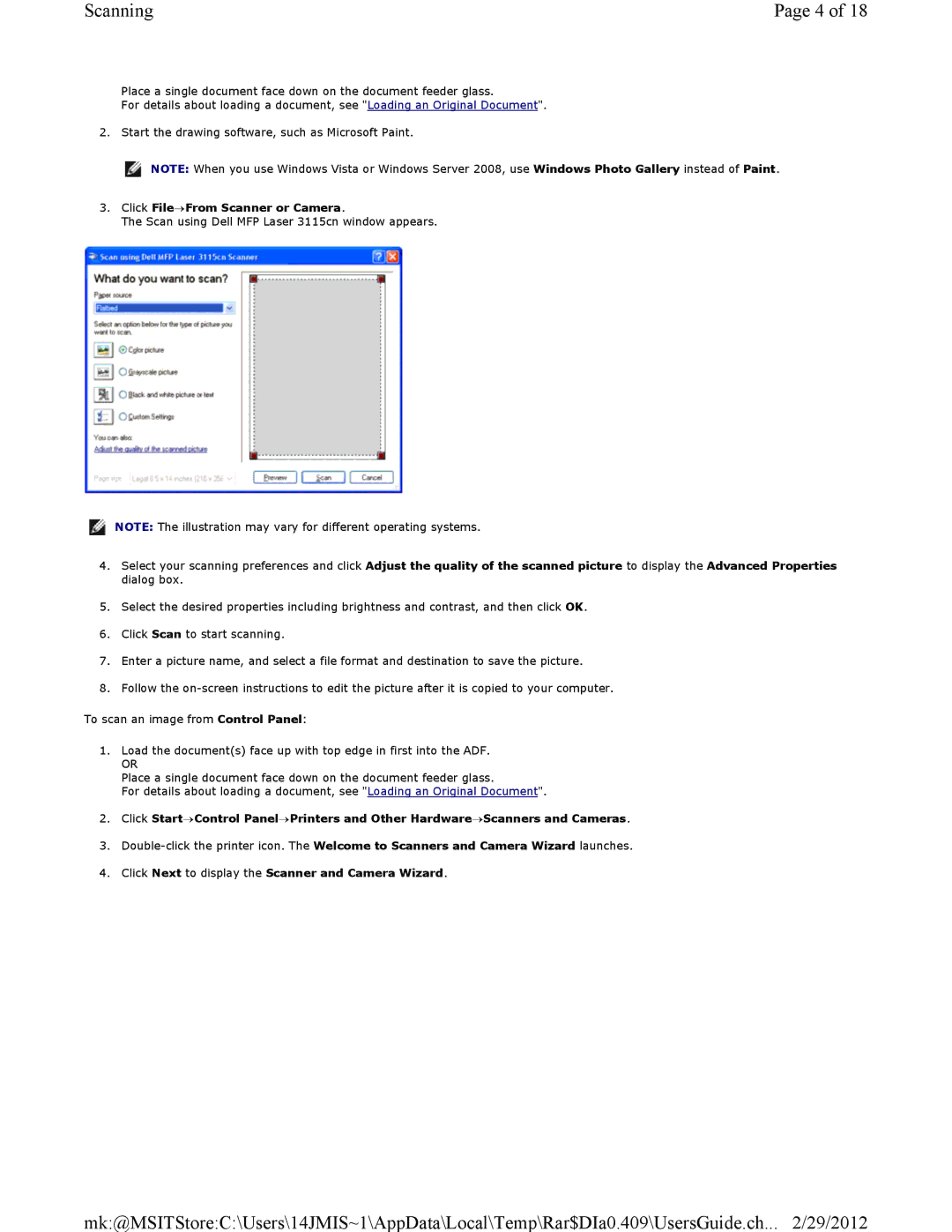 Dell 3115CN manual Scanning 