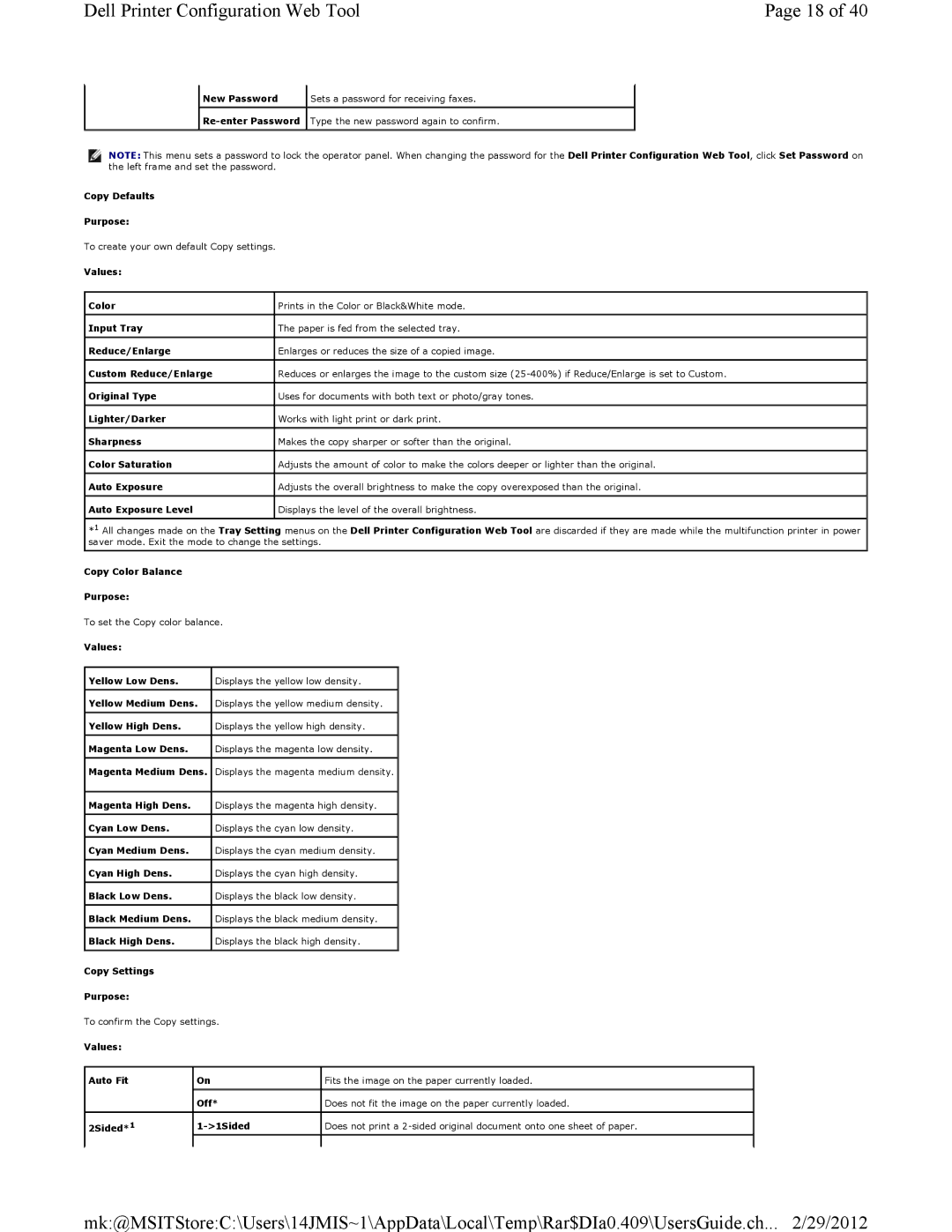 Dell 3115CN manual Dell Printer Configuration Web Tool 