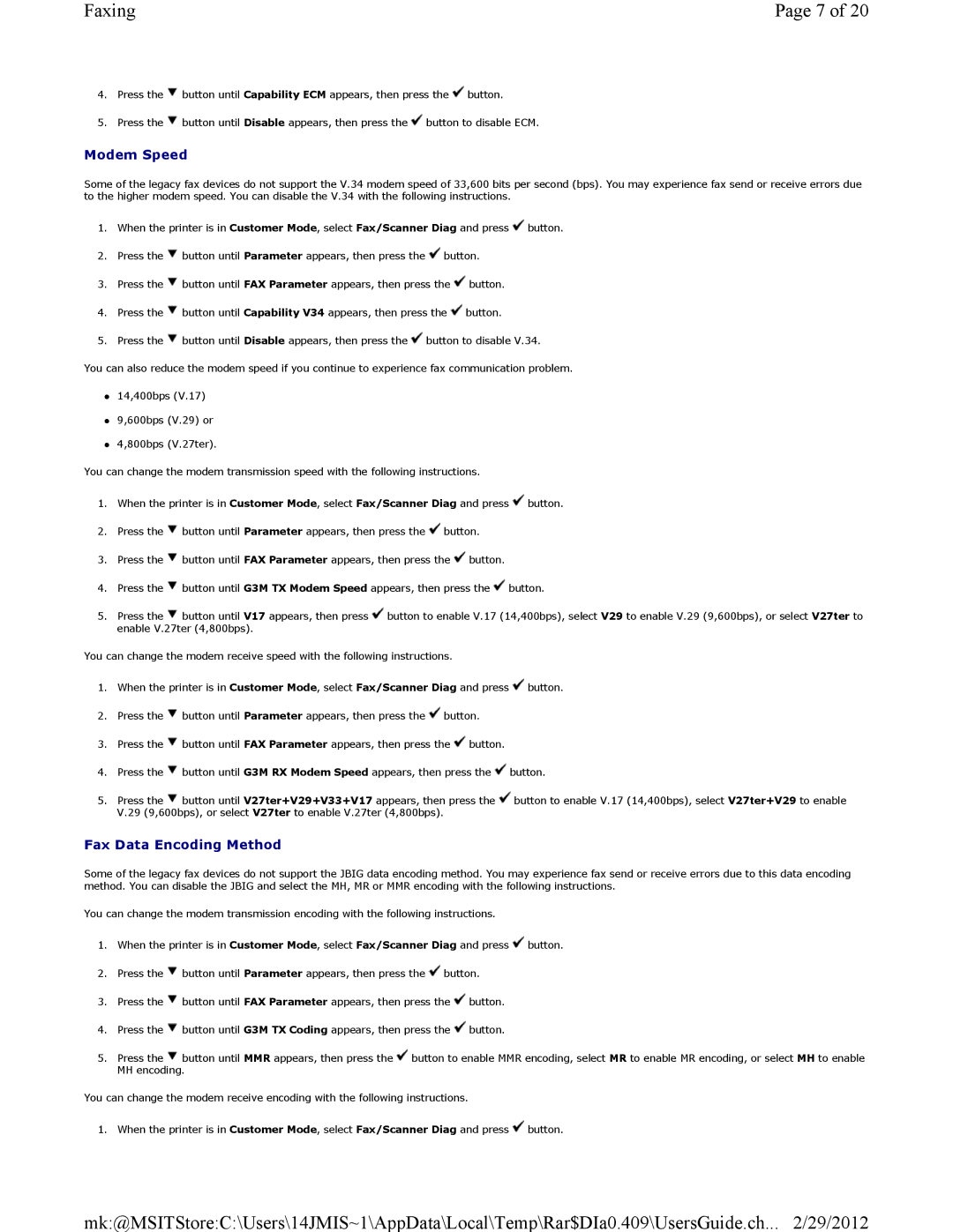 Dell 3115CN manual Modem Speed 