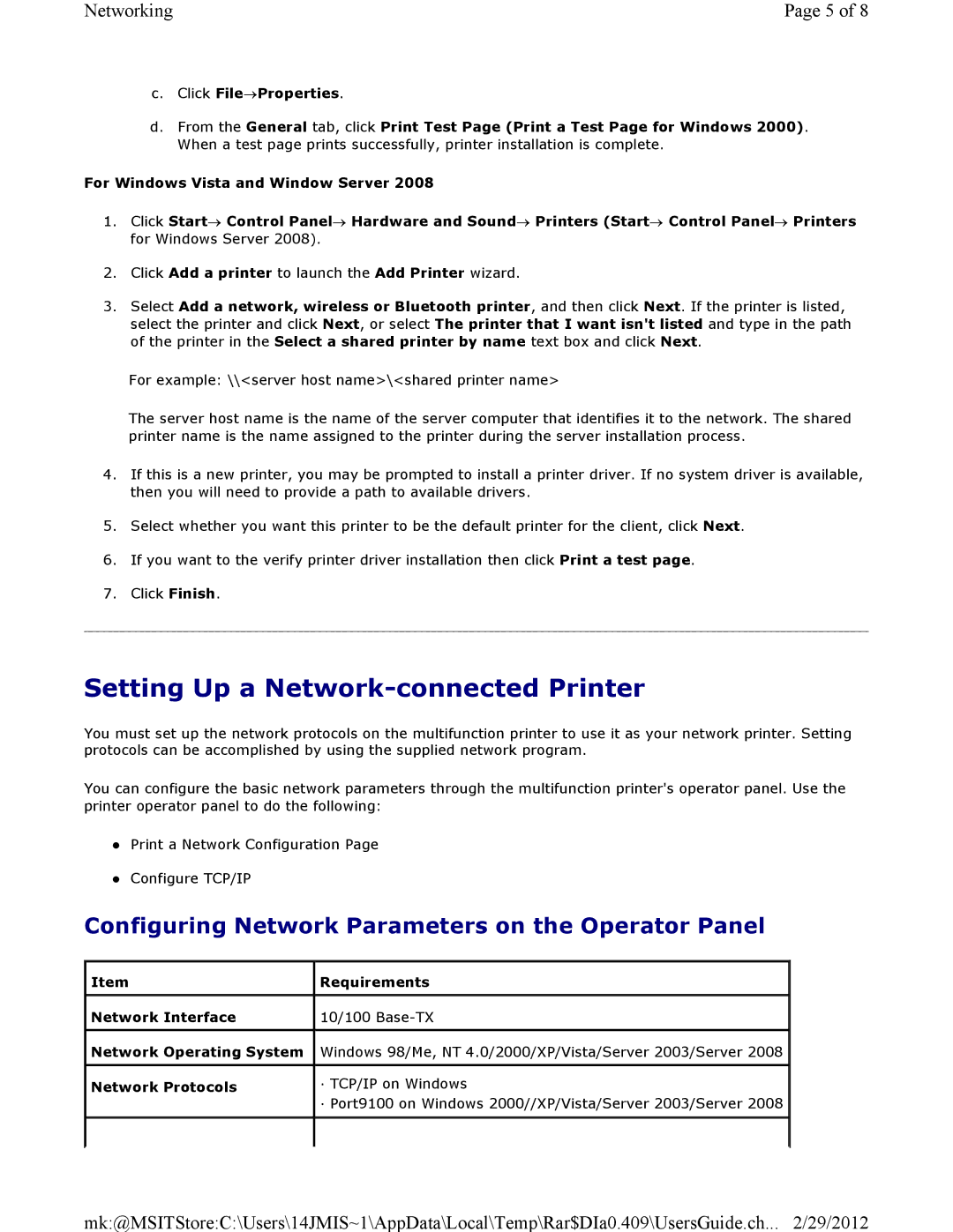 Dell 3115CN manual Setting Up a Network-connected Printer, Configuring Network Parameters on the Operator Panel 