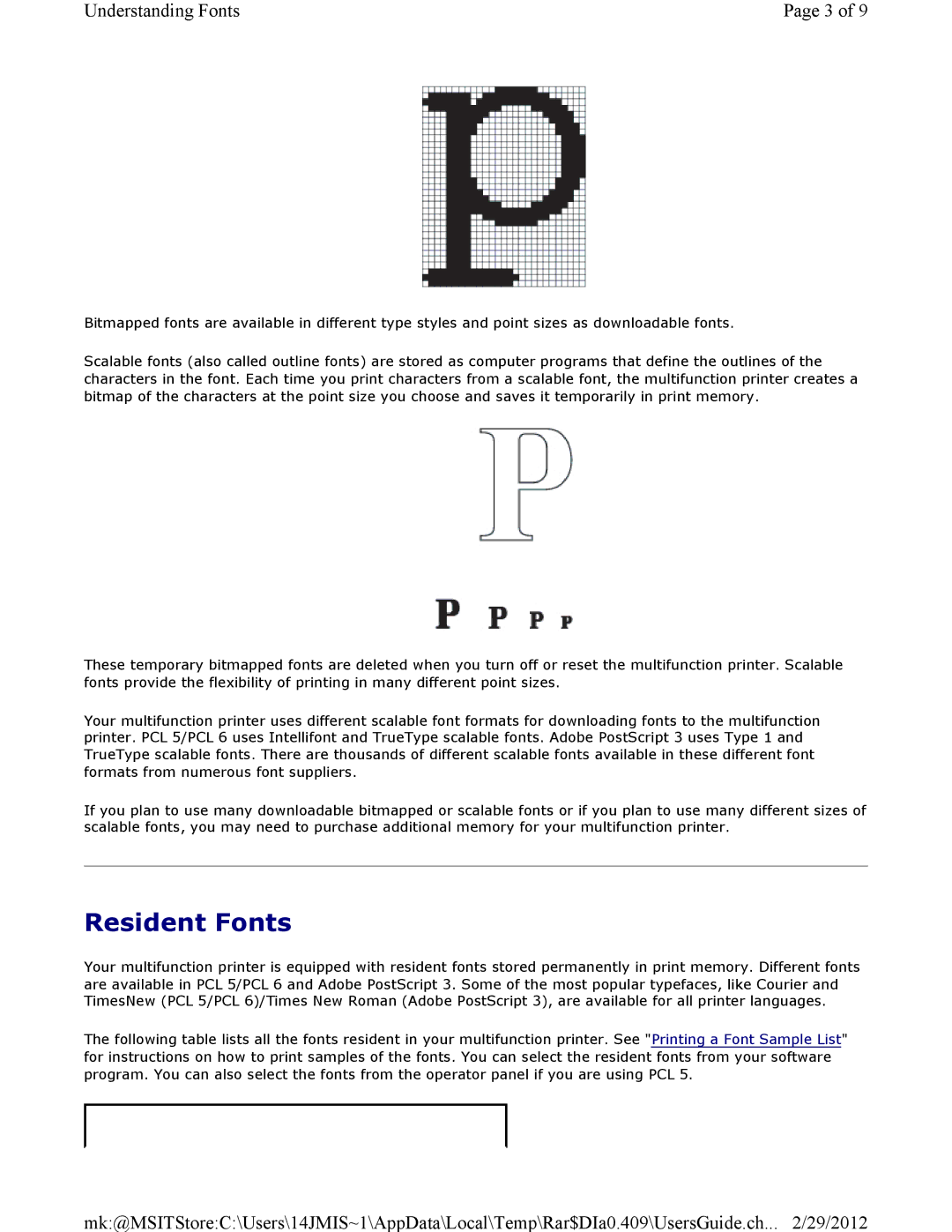 Dell 3115CN manual Resident Fonts 