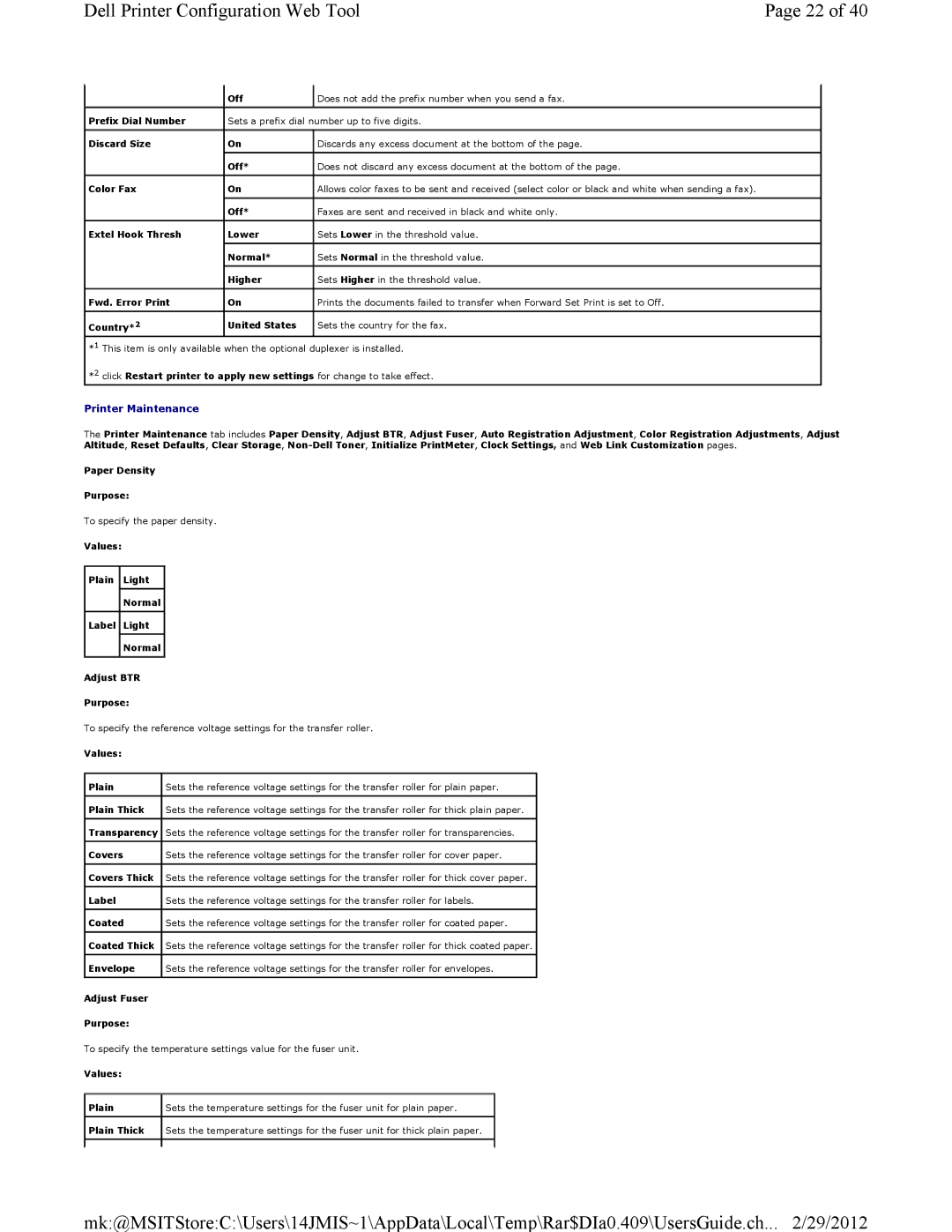 Dell 3115CN manual Printer Maintenance 