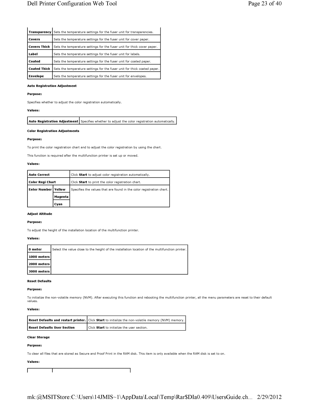 Dell 3115CN manual Dell Printer Configuration Web Tool 