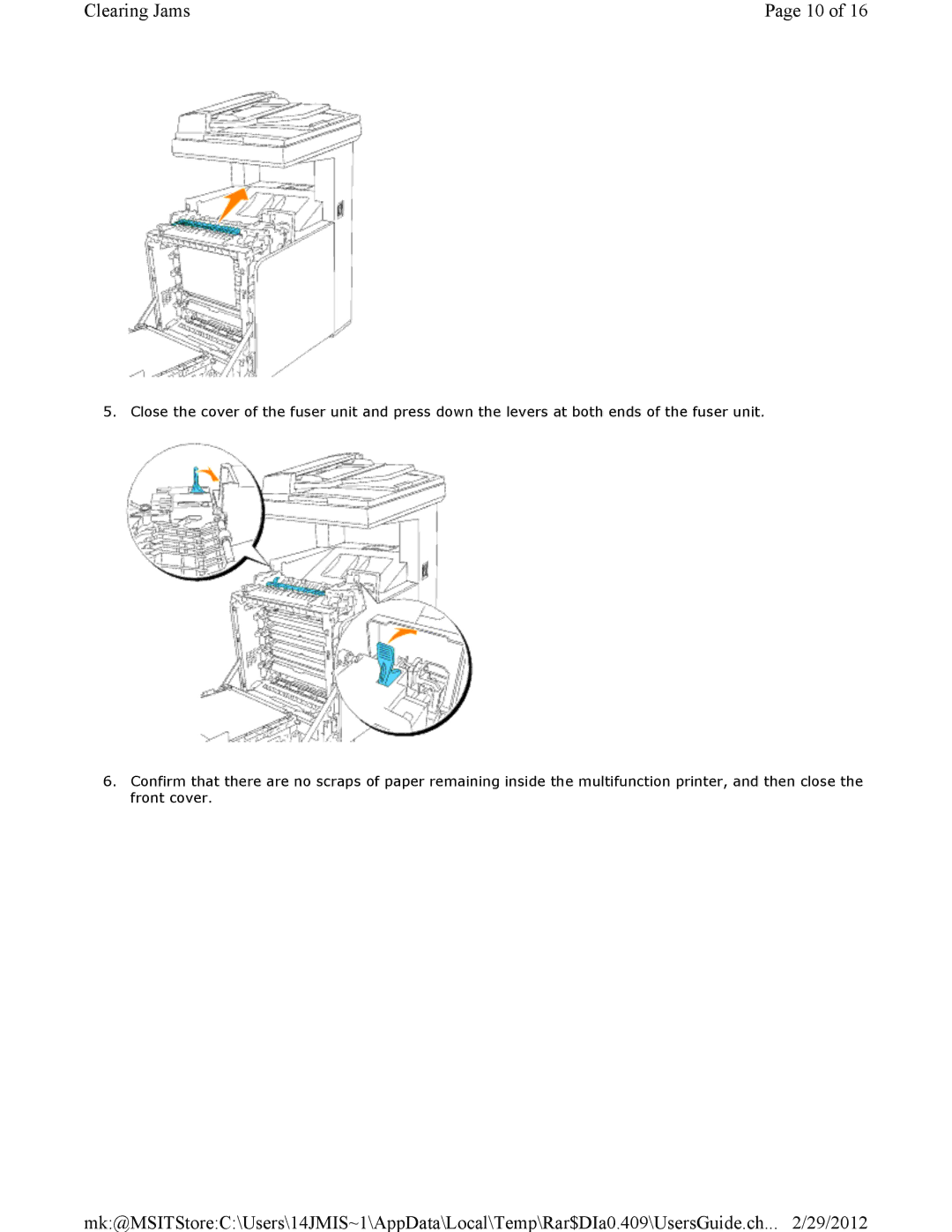 Dell 3115CN manual Clearing Jams 