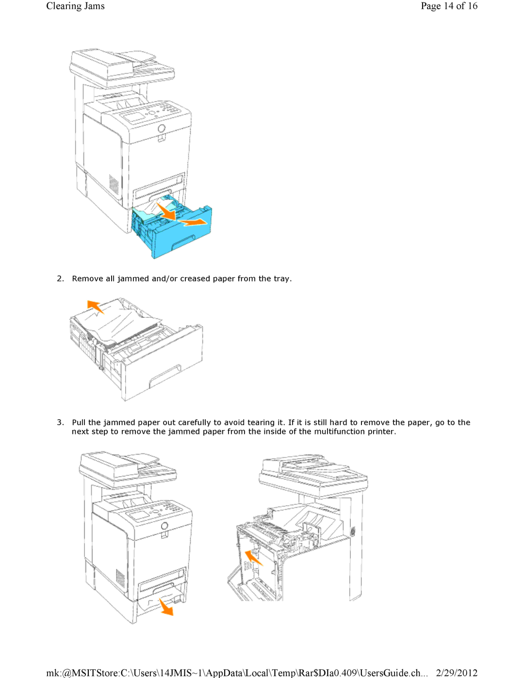 Dell 3115CN manual Clearing Jams 