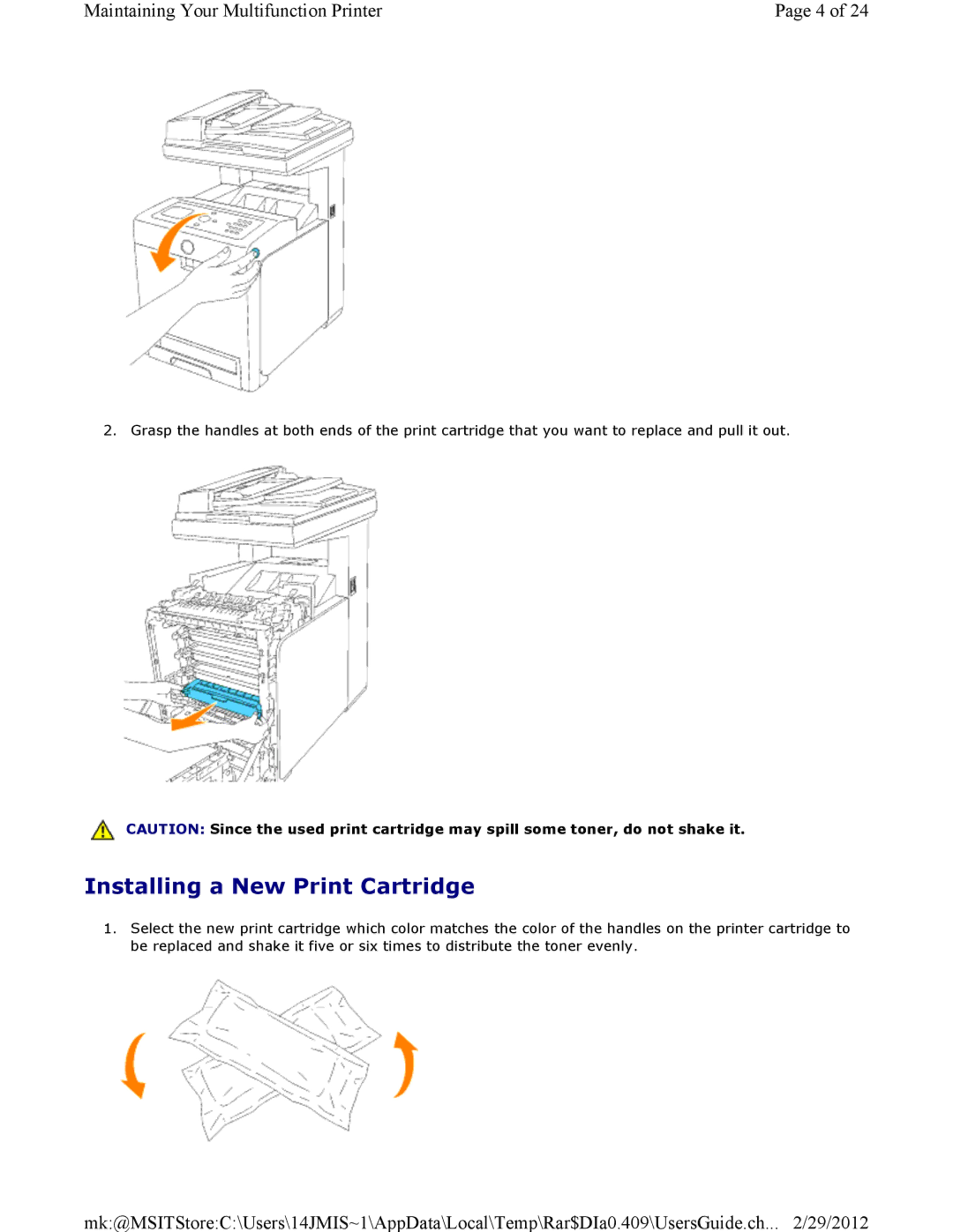 Dell 3115CN manual Installing a New Print Cartridge 