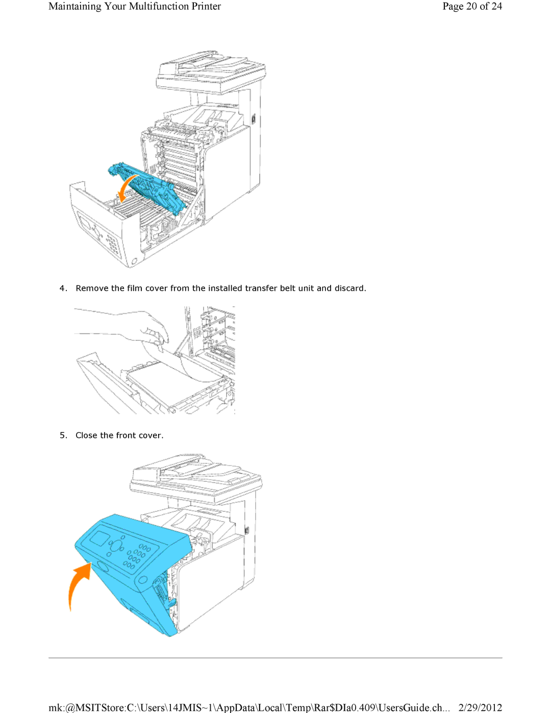 Dell 3115CN manual Maintaining Your Multifunction Printer 