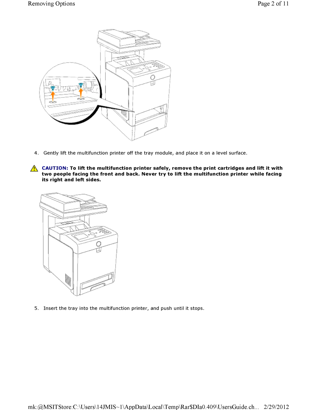 Dell 3115CN manual Removing Options 