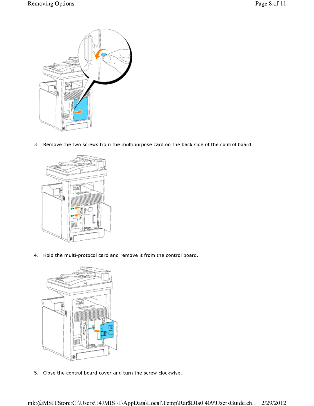 Dell 3115CN manual Removing Options 