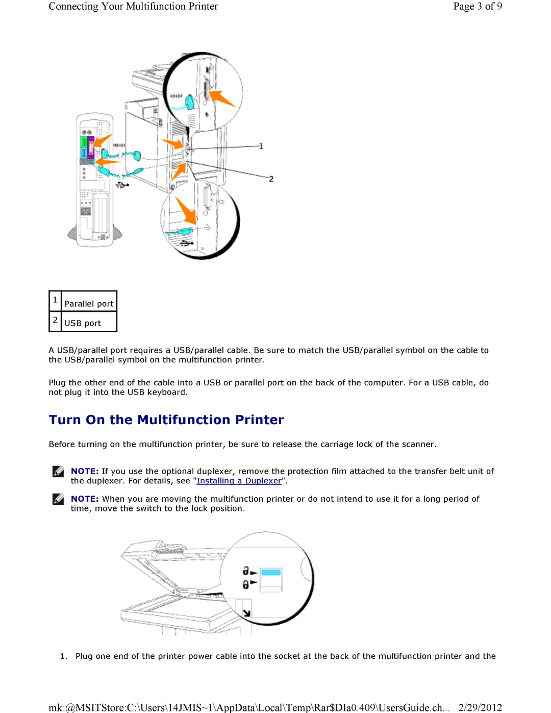 Dell 3115CN manual Turn On the Multifunction Printer 