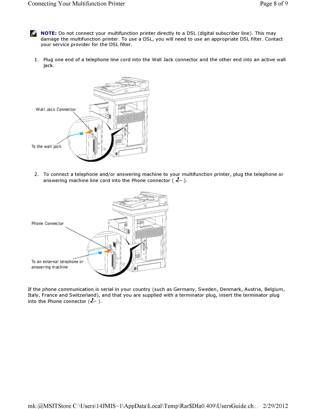 Dell 3115CN manual Connecting Your Multifunction Printer 