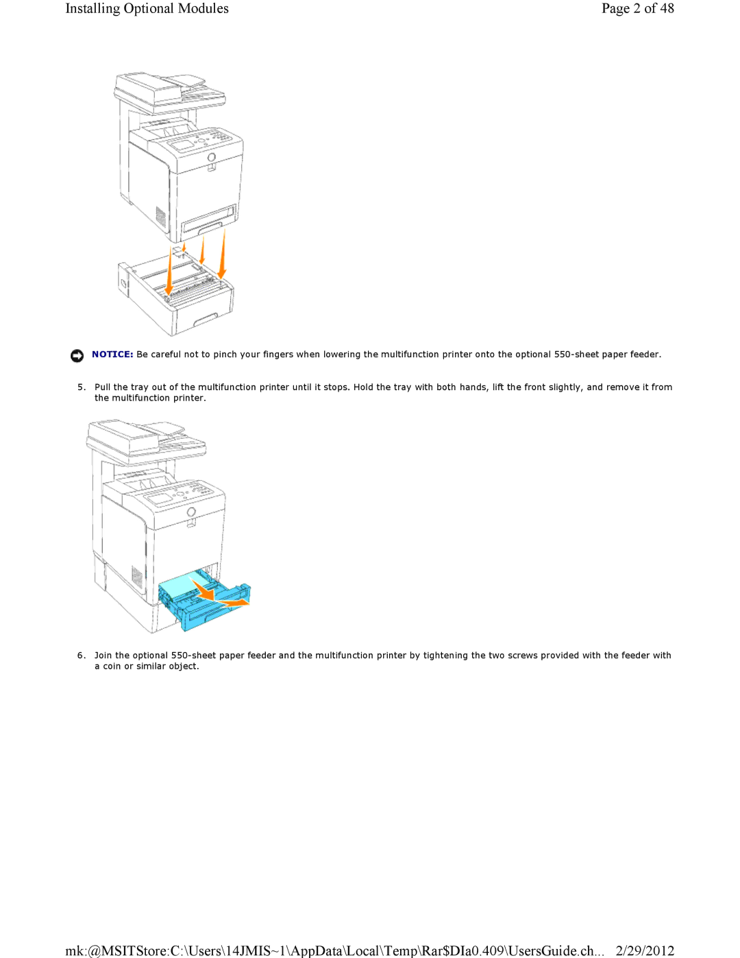 Dell 3115CN manual Installing Optional Modules 