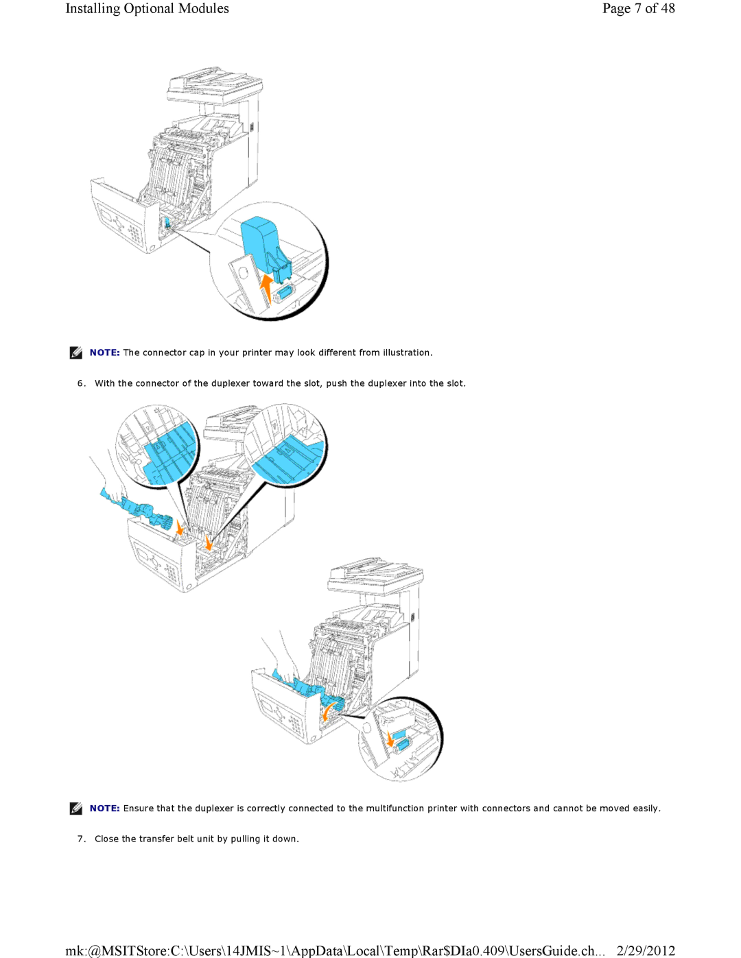 Dell 3115CN manual Installing Optional Modules 