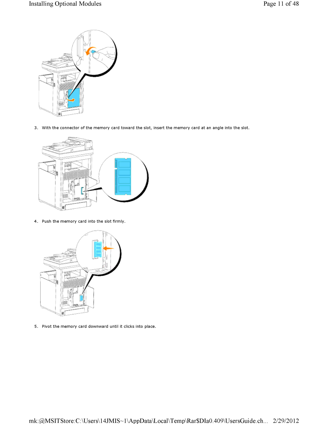 Dell 3115CN manual Installing Optional Modules 