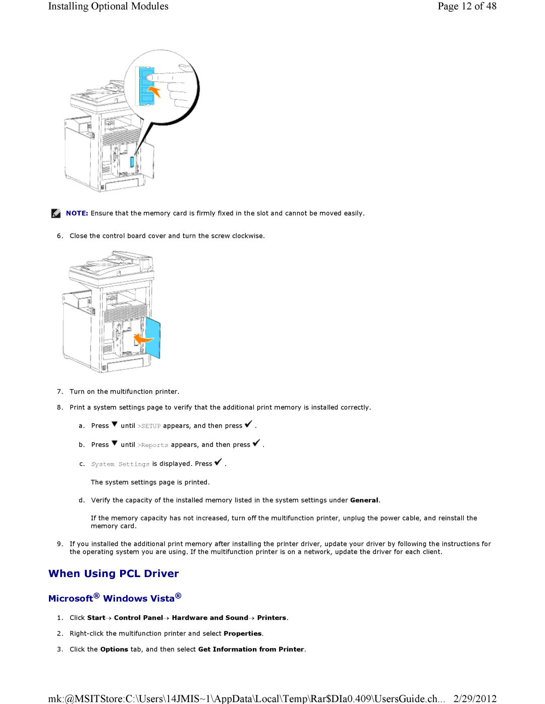 Dell 3115CN manual When Using PCL Driver 