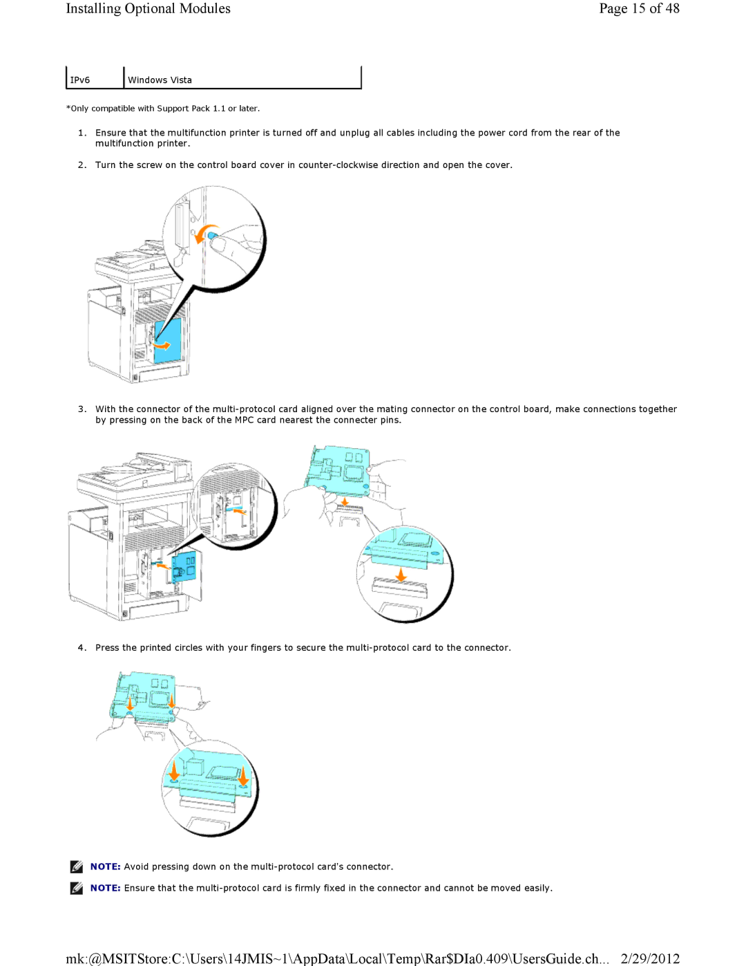 Dell 3115CN manual IPv6 Windows Vista 