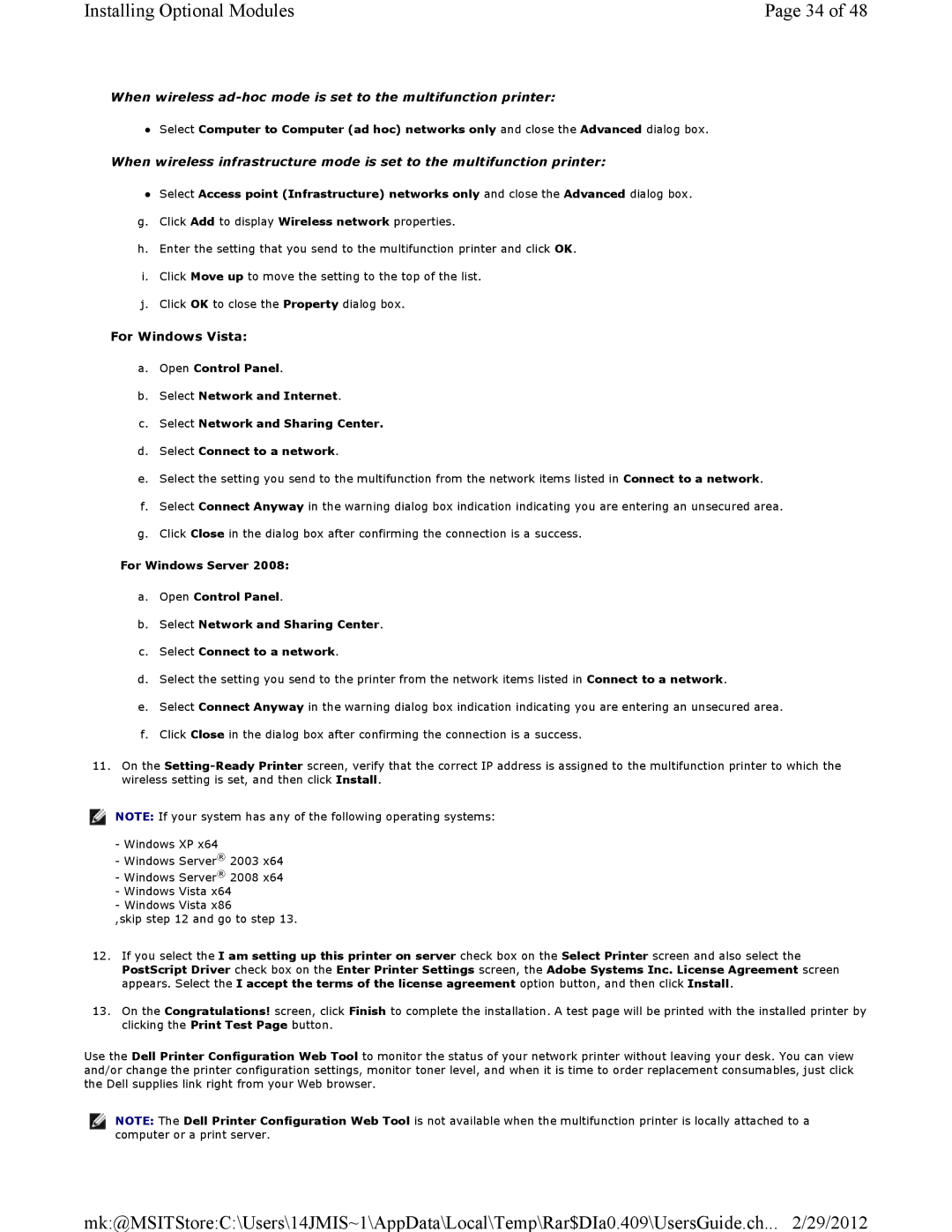 Dell 3115CN manual Installing Optional Modules 