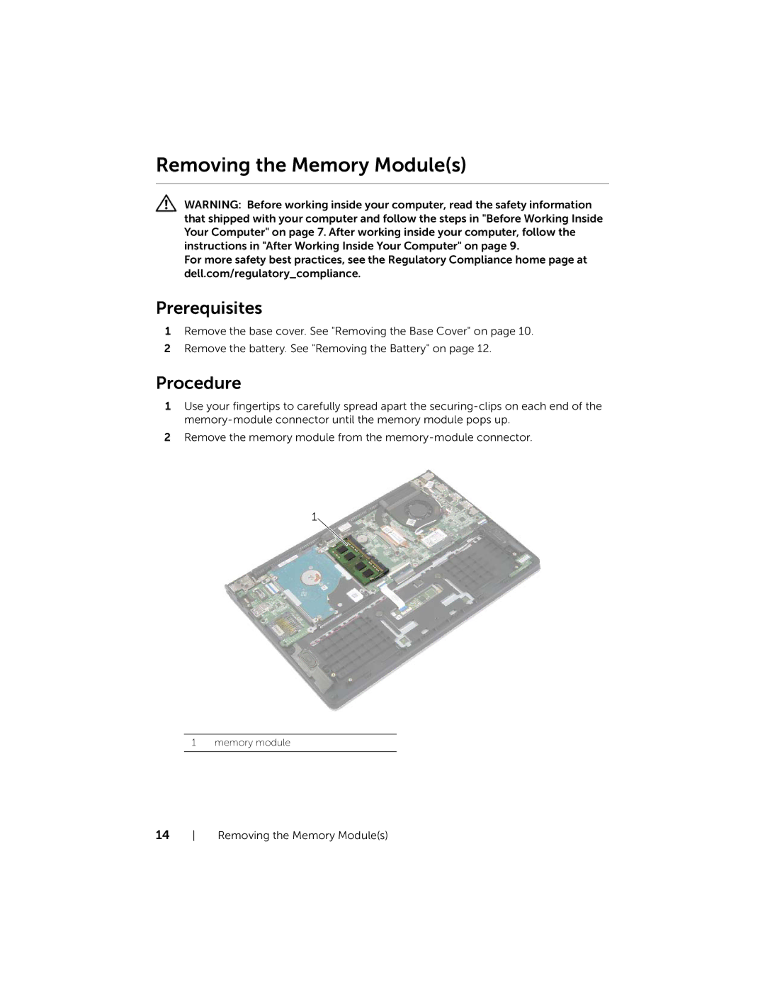 Dell 3137, P19T001 owner manual Removing the Memory Modules 