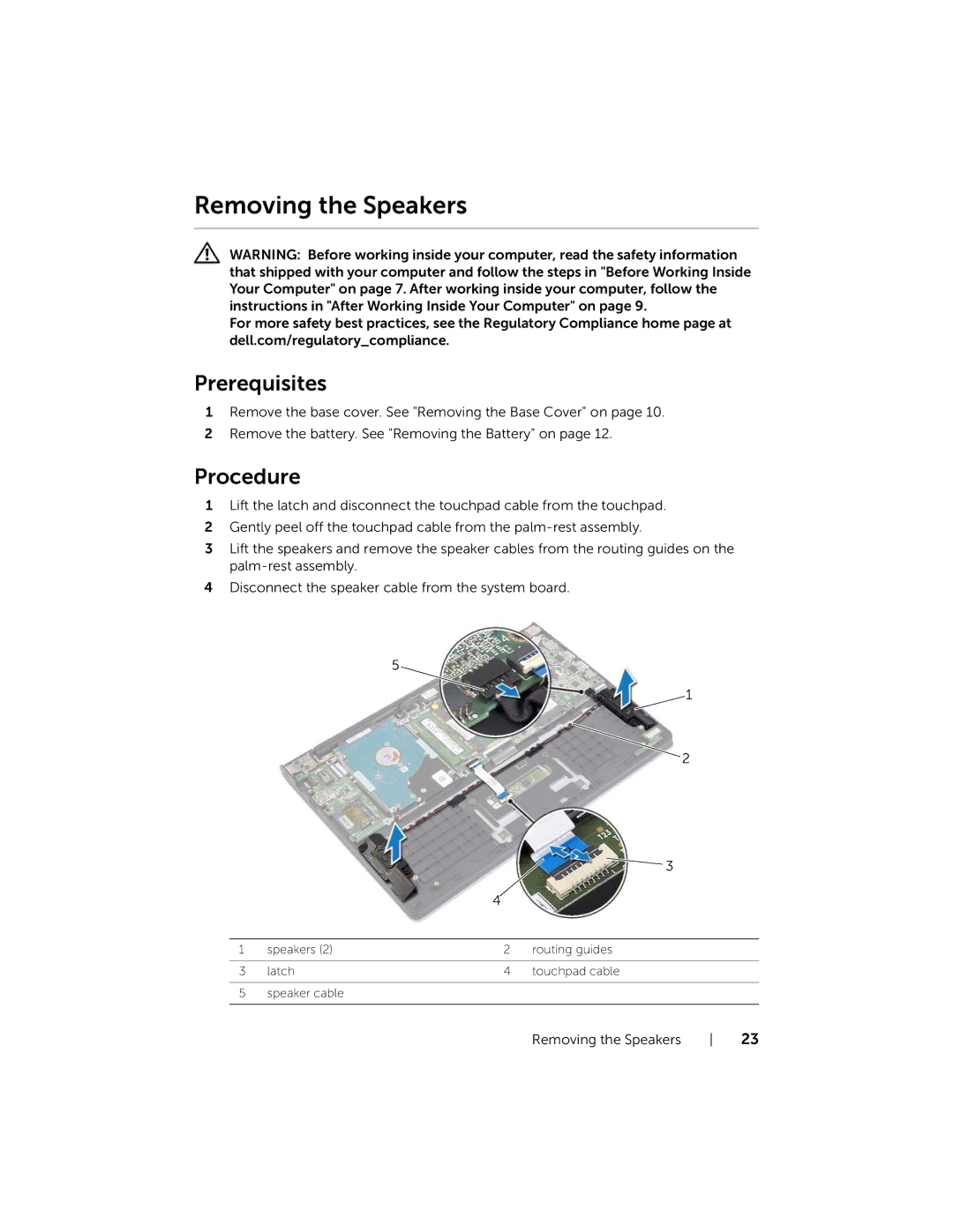 Dell P19T001, 3137 owner manual Removing the Speakers 