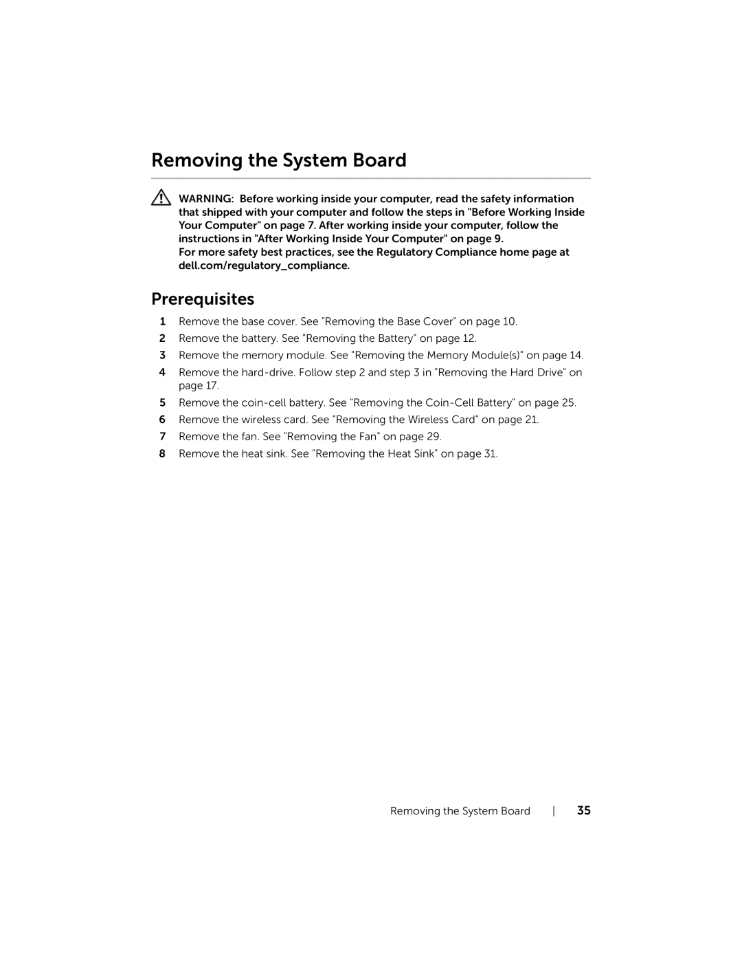 Dell P19T001, 3137 owner manual Removing the System Board 