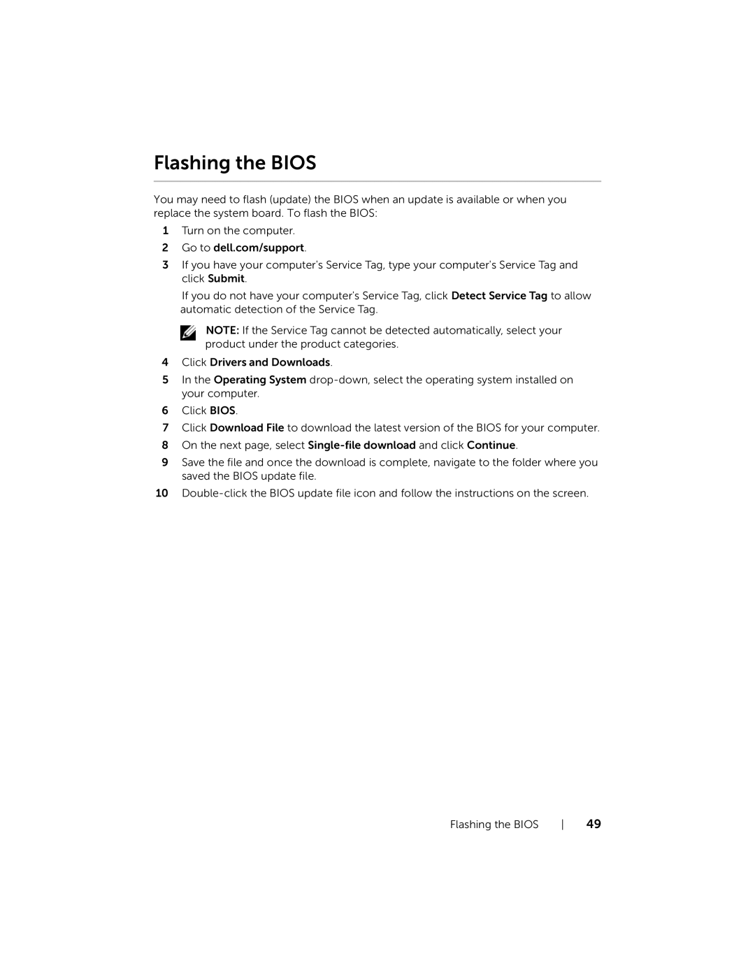 Dell P19T001, 3137 owner manual Flashing the Bios 