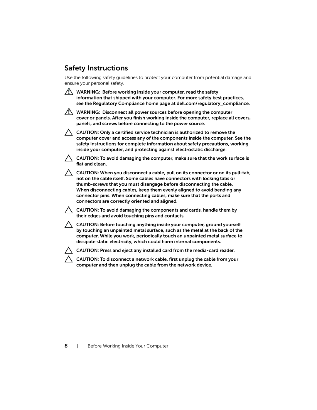 Dell 3137, P19T001 owner manual Safety Instructions 