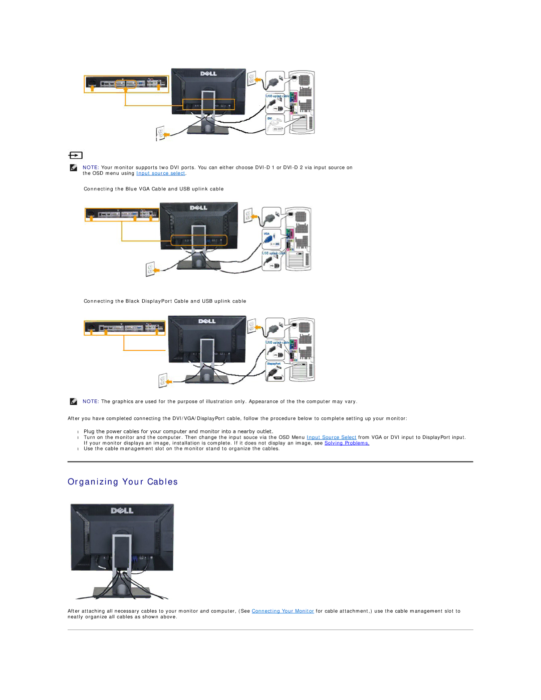 Dell U2410, 320-8277 manual Organizing Your Cables 