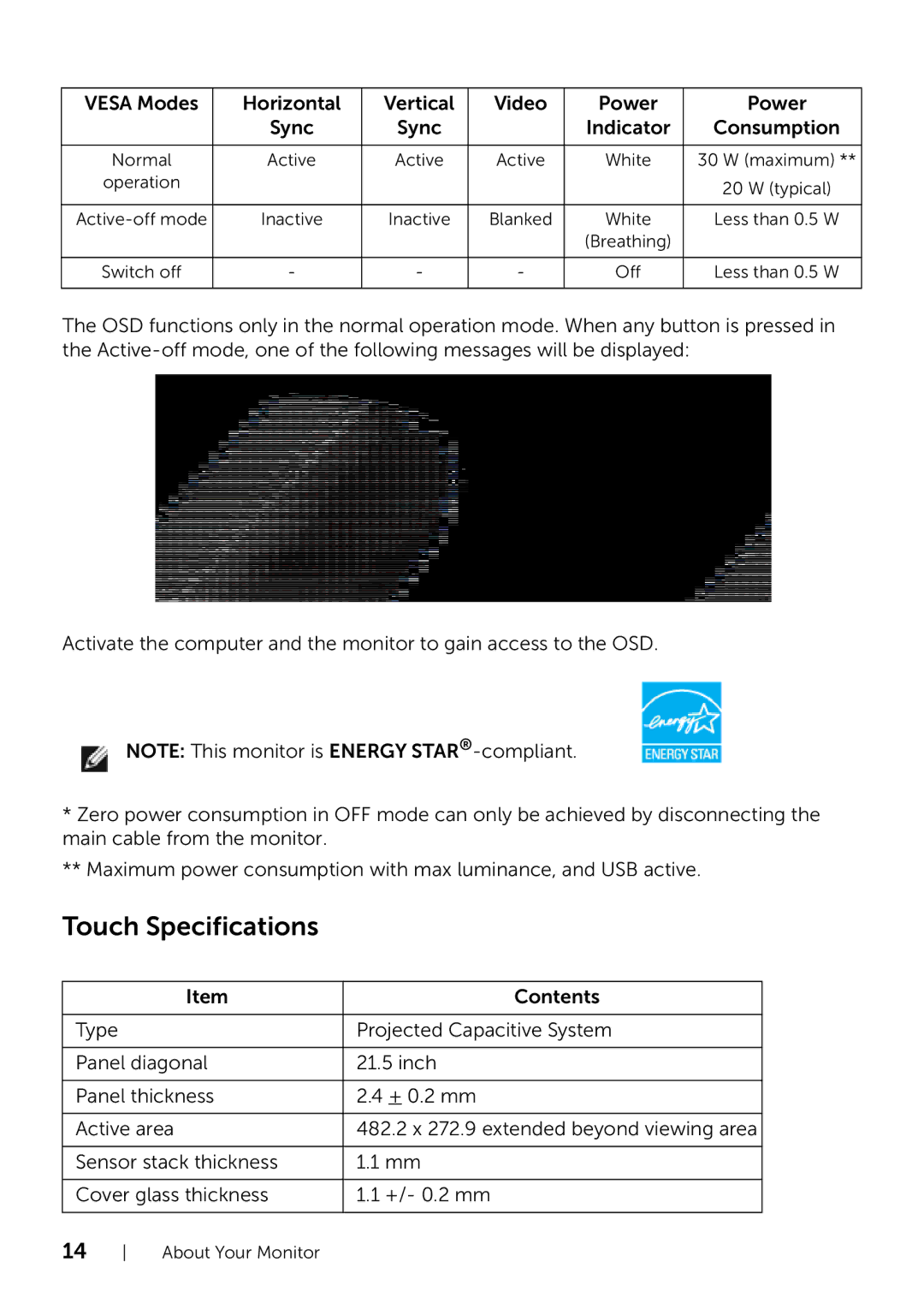 Dell 320-9738 manual Touch Specifications, Contents 