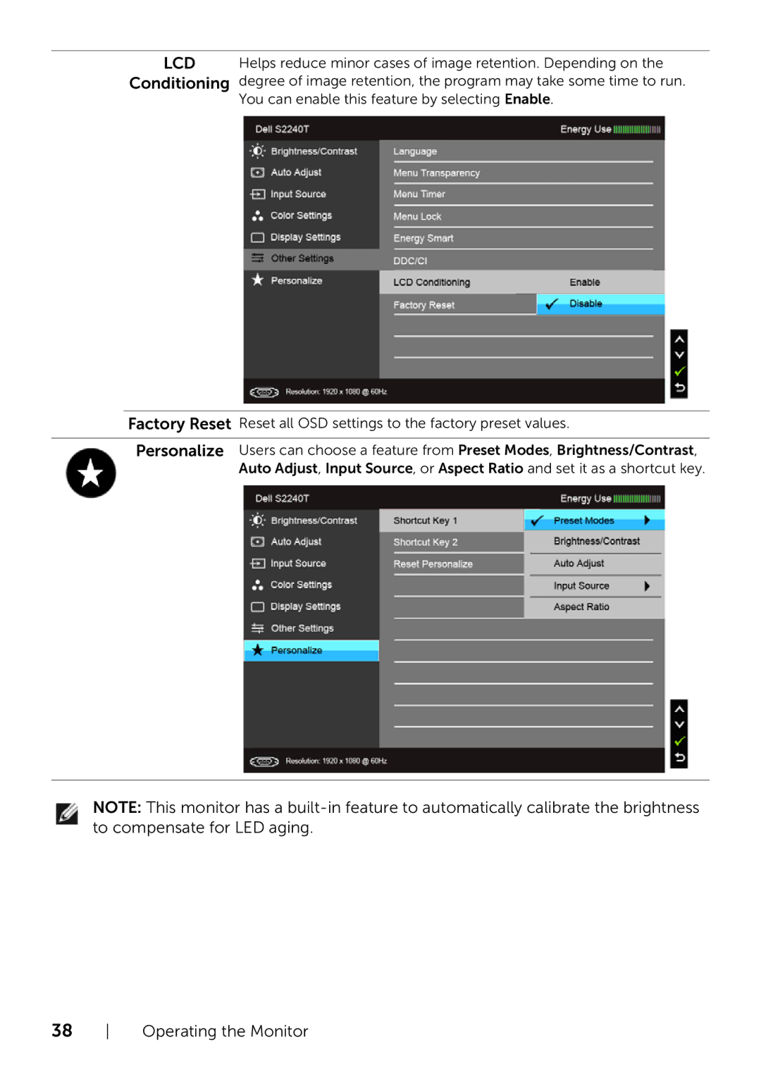 Dell 320-9738 manual Operating the Monitor 