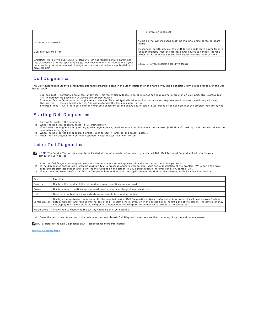 Dell 320 specifications Starting Dell Diagnostics, Using Dell Diagnostics 