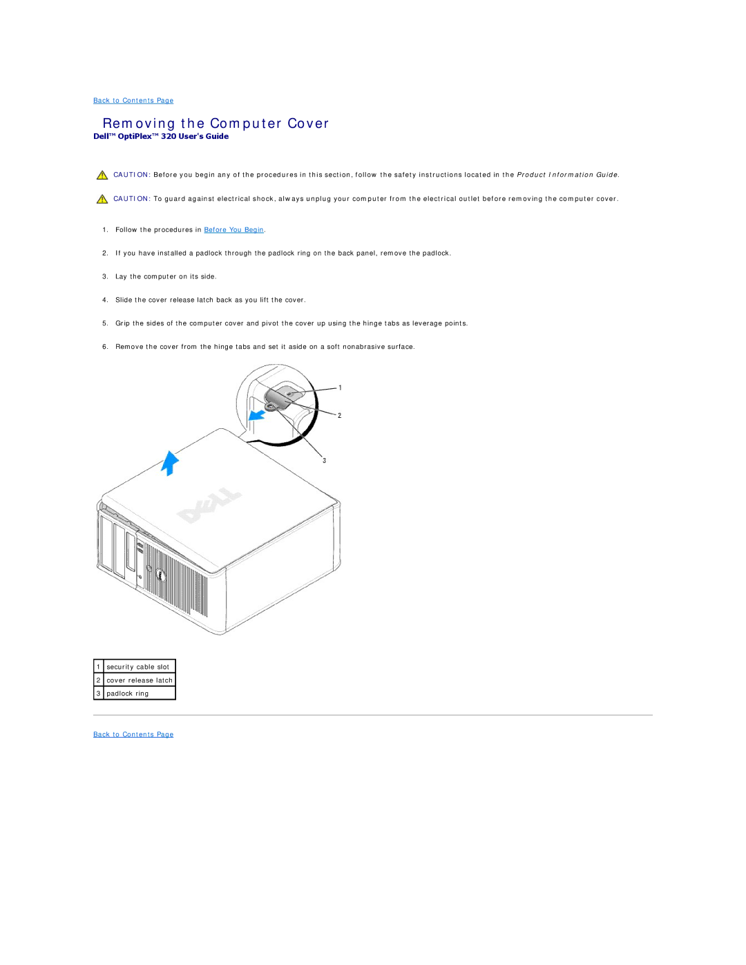 Dell 320 manual Removing the Computer Cover 