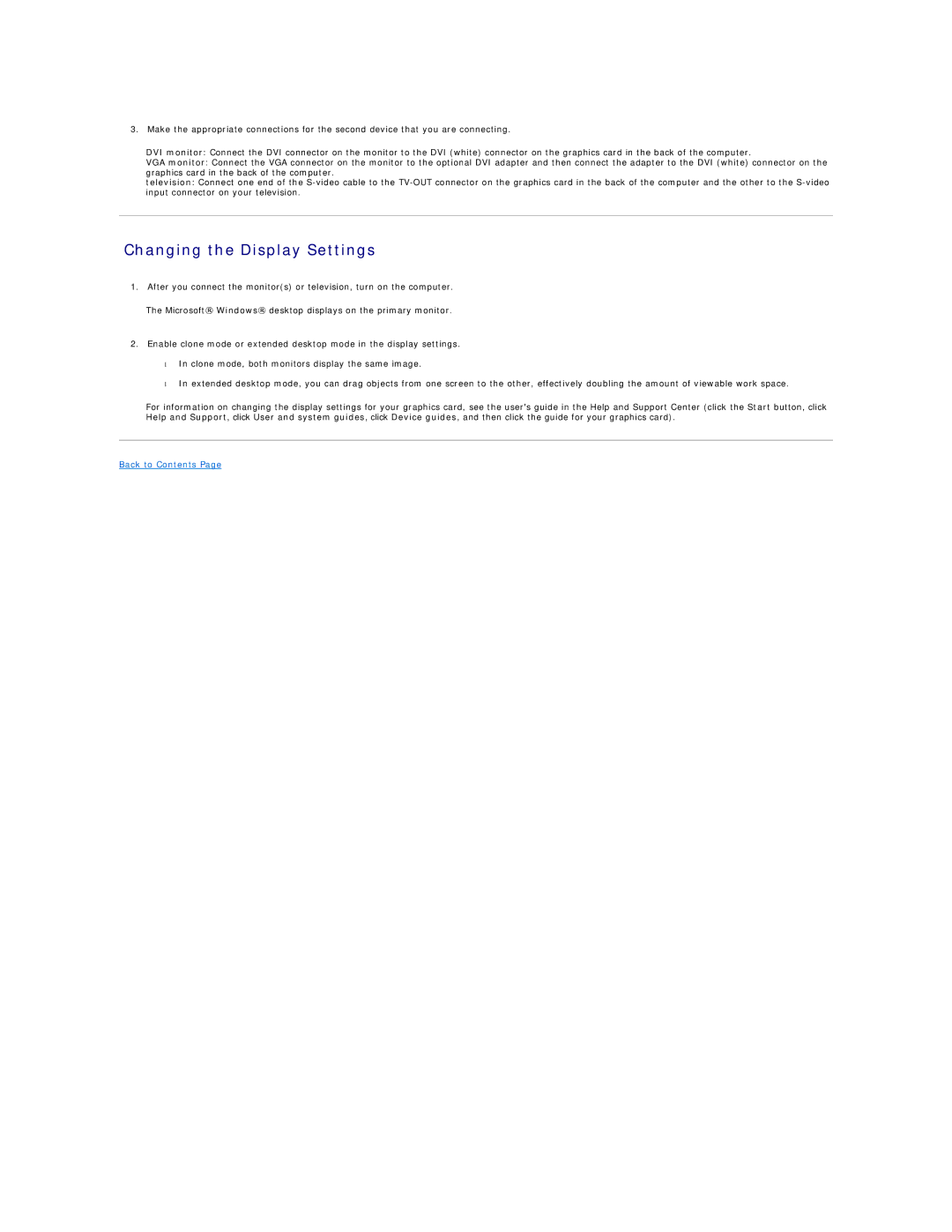 Dell 320 manual Changing the Display Settings 