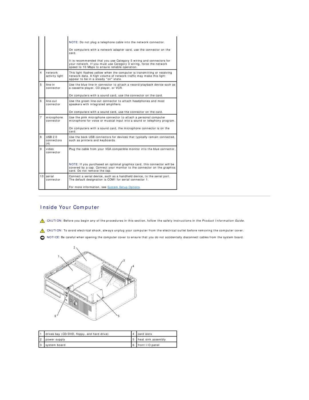 Dell 320 manual Inside Your Computer 