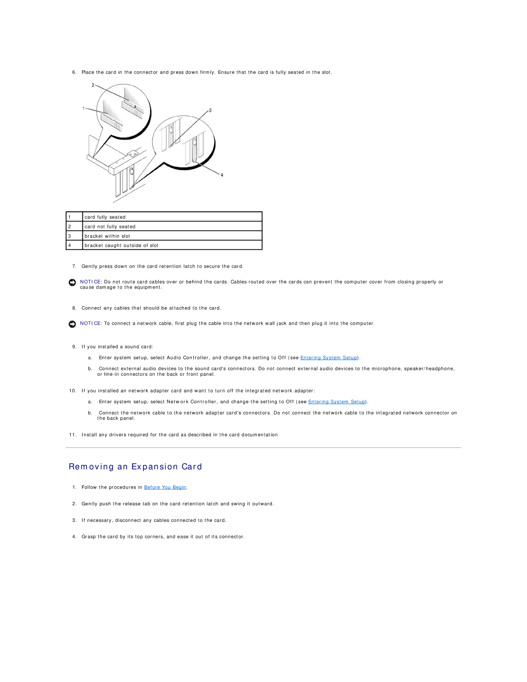 Dell 320 manual Removing an Expansion Card 