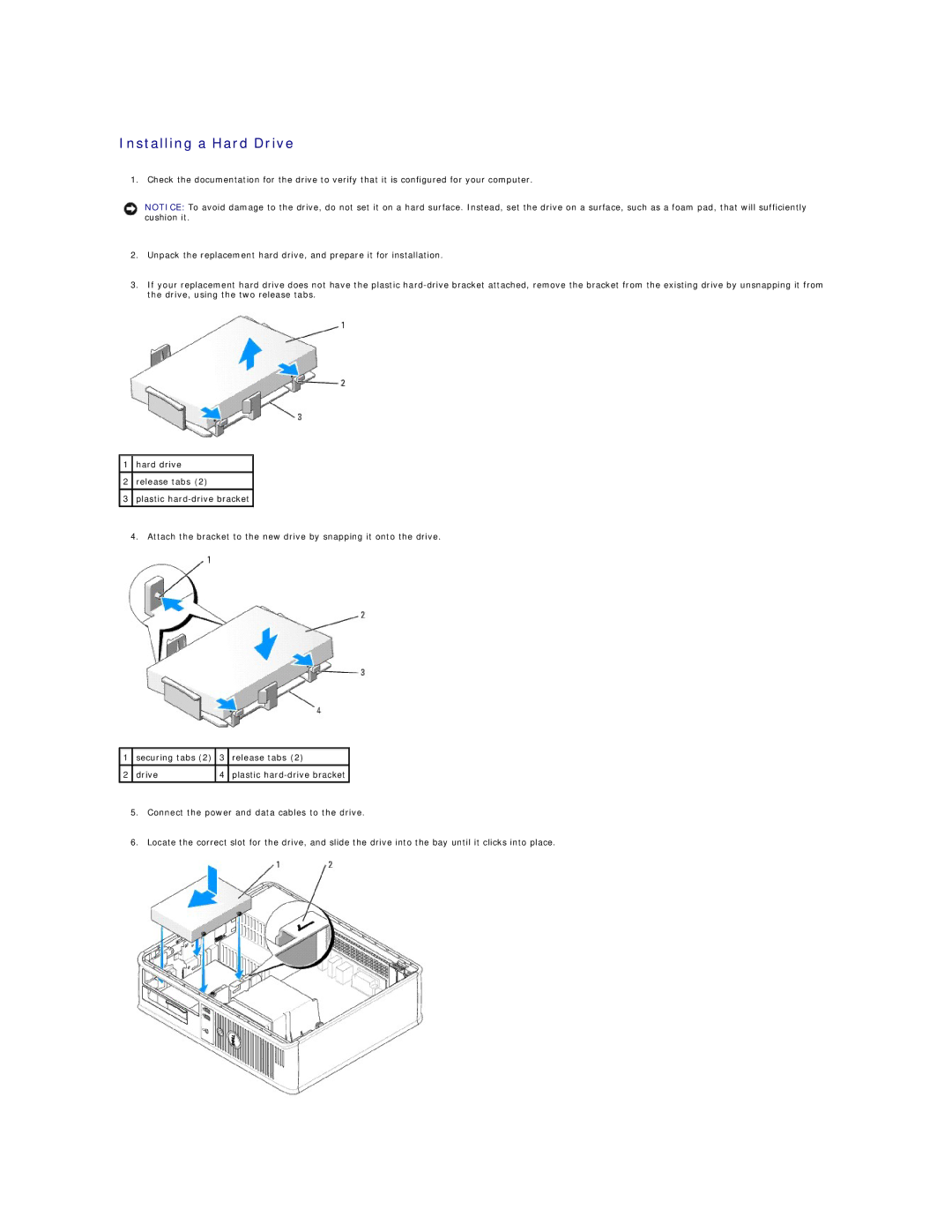 Dell 320 manual Installing a Hard Drive 