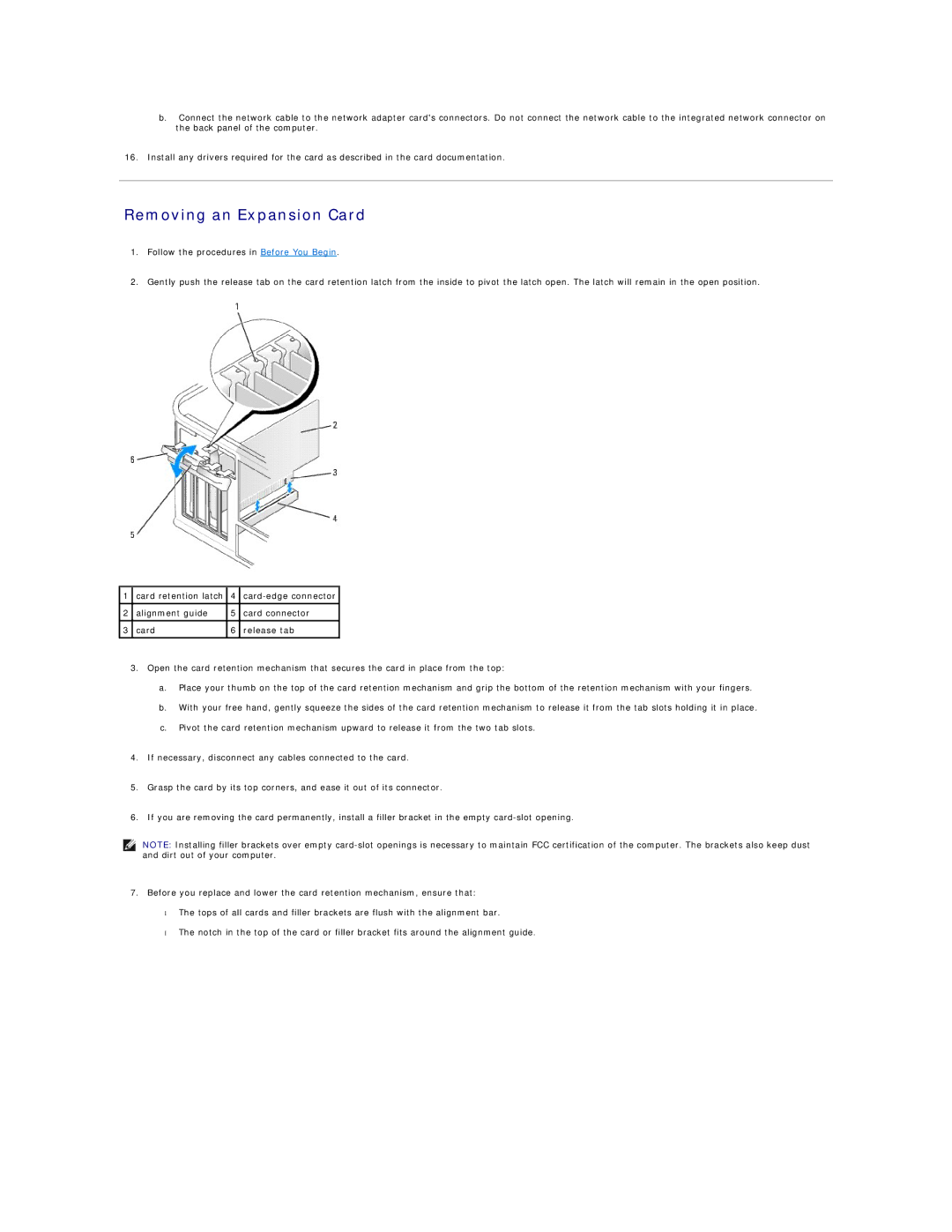 Dell 320 manual Removing an Expansion Card 