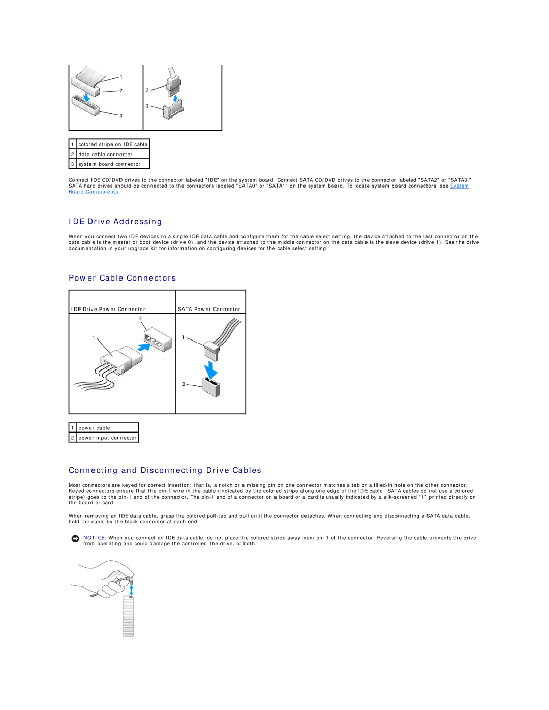 Dell 320 manual IDE Drive Addressing, IDE Drive Power Connector Sata Power Connector 