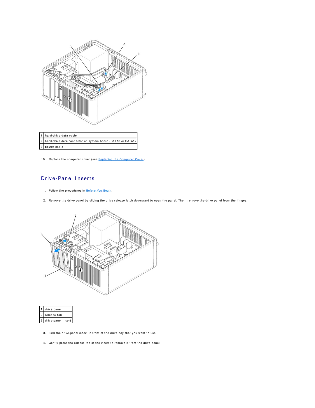 Dell 320 manual Drive-Panel Inserts 