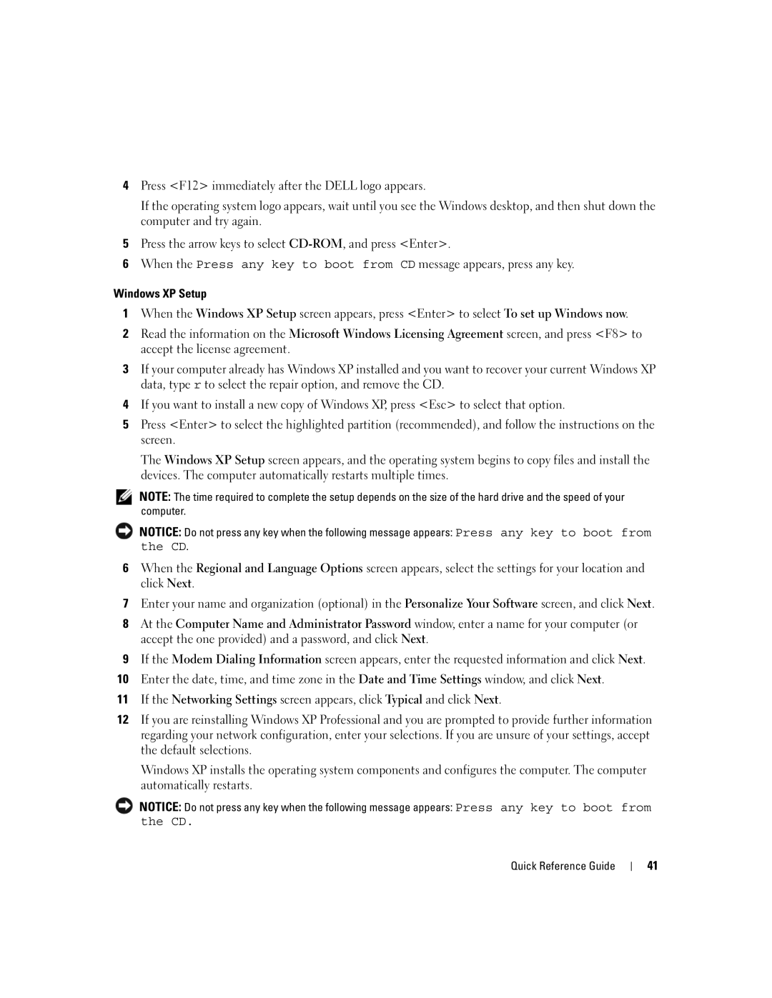 Dell 320 manual Quick Reference Guide 